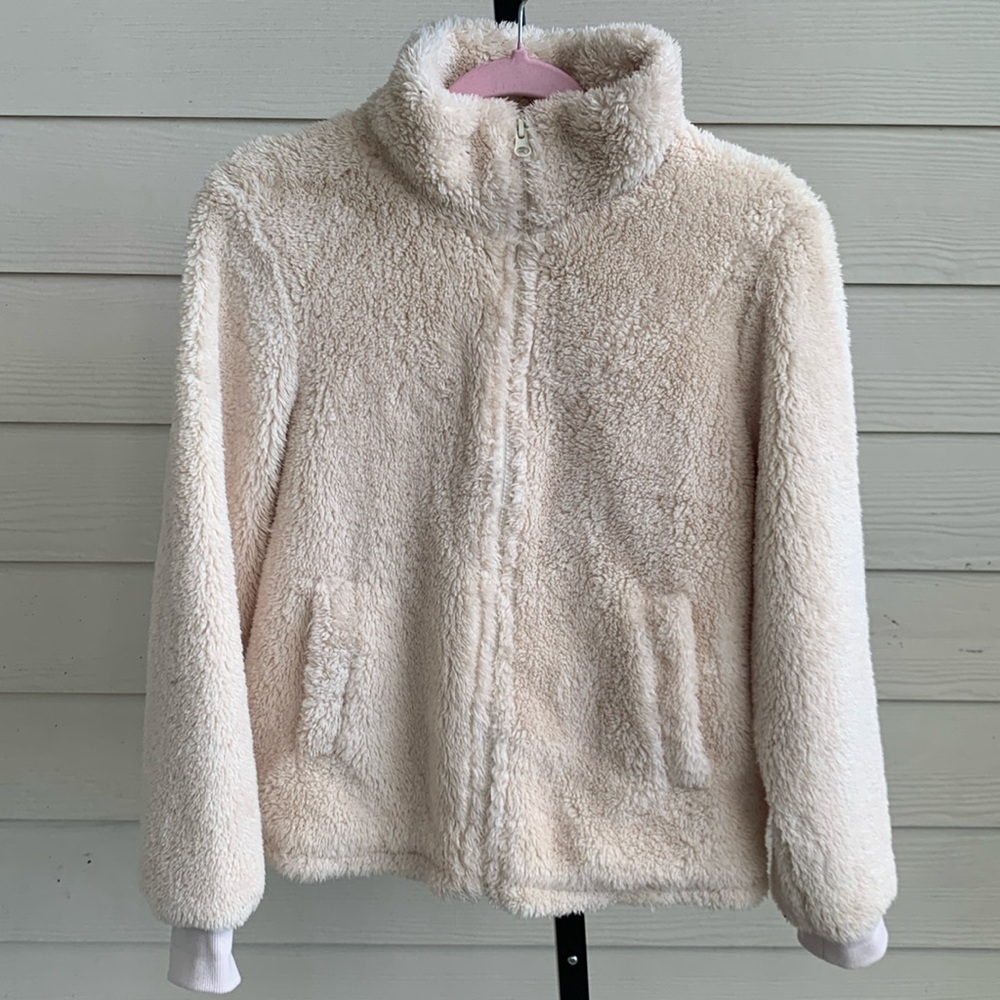 Jcrew fuzzy full zip fleece teddy jacket small
